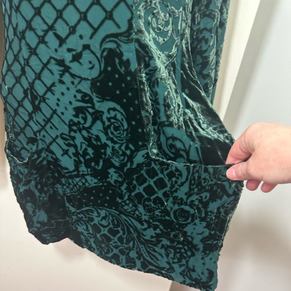 Balmain X H&M Green‎ Silk Viscose Velvet Floral High Neck Chic Mini Dress NWT 6 - Picture 11 of 16